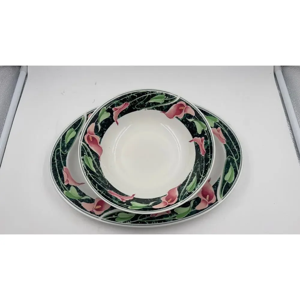 Vintage 1988 Platter and Salad Bowl Gibson Designs TRUMPS Dinnerware Collection